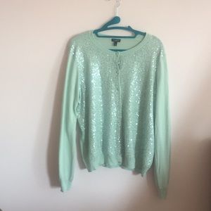 Light turquoise sequin cardigan